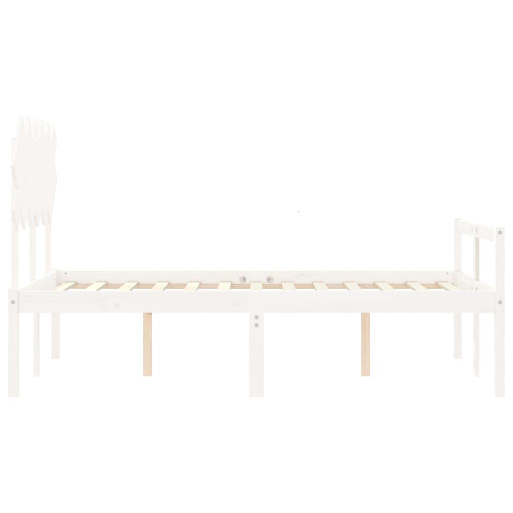 Letto per Anziani Bianco Testiera Small Double Legno Massello - homemem39