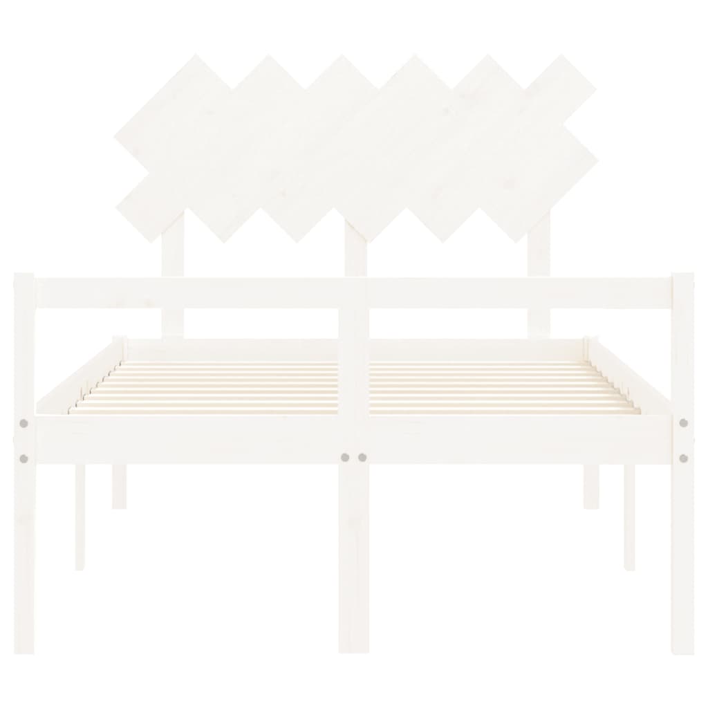 Giroletto con Testiera Bianco 4FT6 Double in Legno Massello - homemem39