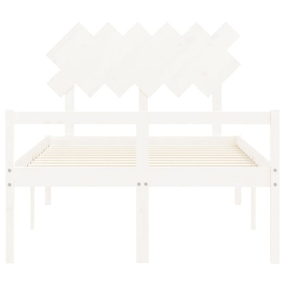 Giroletto con Testiera Bianco 4FT6 Double in Legno Massello - homemem39