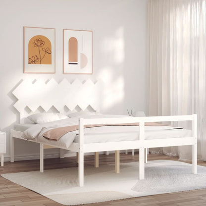 Giroletto con Testiera Bianco 140x190 cm in Legno Massello - homemem39