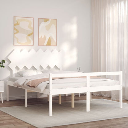 Giroletto con Testiera Bianco 140x200 cm in Legno Massello - homemem39