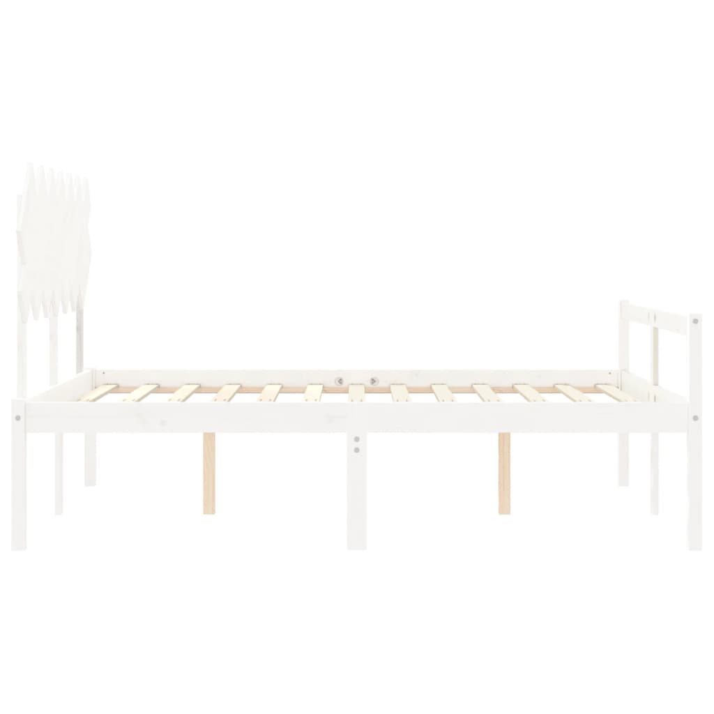 Giroletto con Testiera Bianco 5FT King in Legno Massello - homemem39