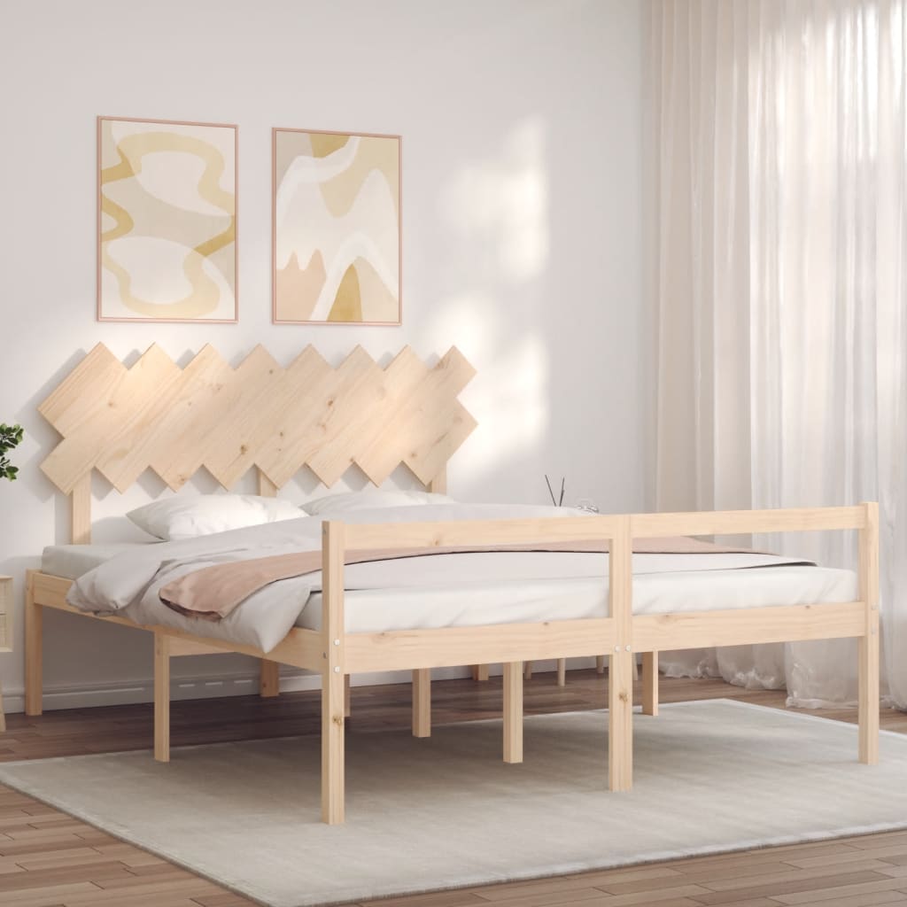 Letto per Anziani con Testiera 160x200 cm in Legno Massello - homemem39