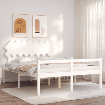 Giroletto con Testiera Bianco 160x200 cm Legno Massello - homemem39