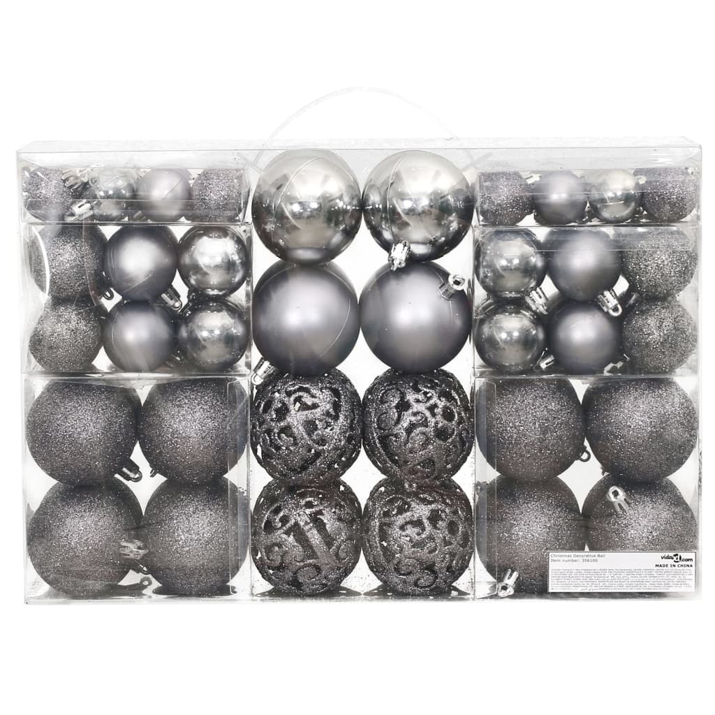 Palline di Natale 100 pz Grigie 3 / 4 / 6 cm - homemem39