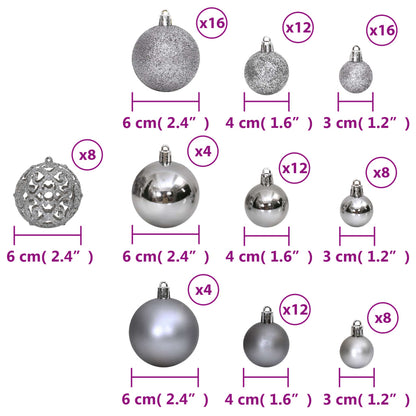 Palline di Natale 100 pz Grigie 3 / 4 / 6 cm - homemem39