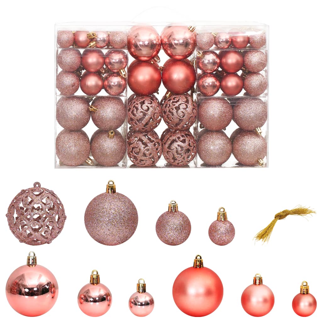 Palline di Natale 100 pz Rosa e Rosato 3 / 4 / 6 cm - homemem39