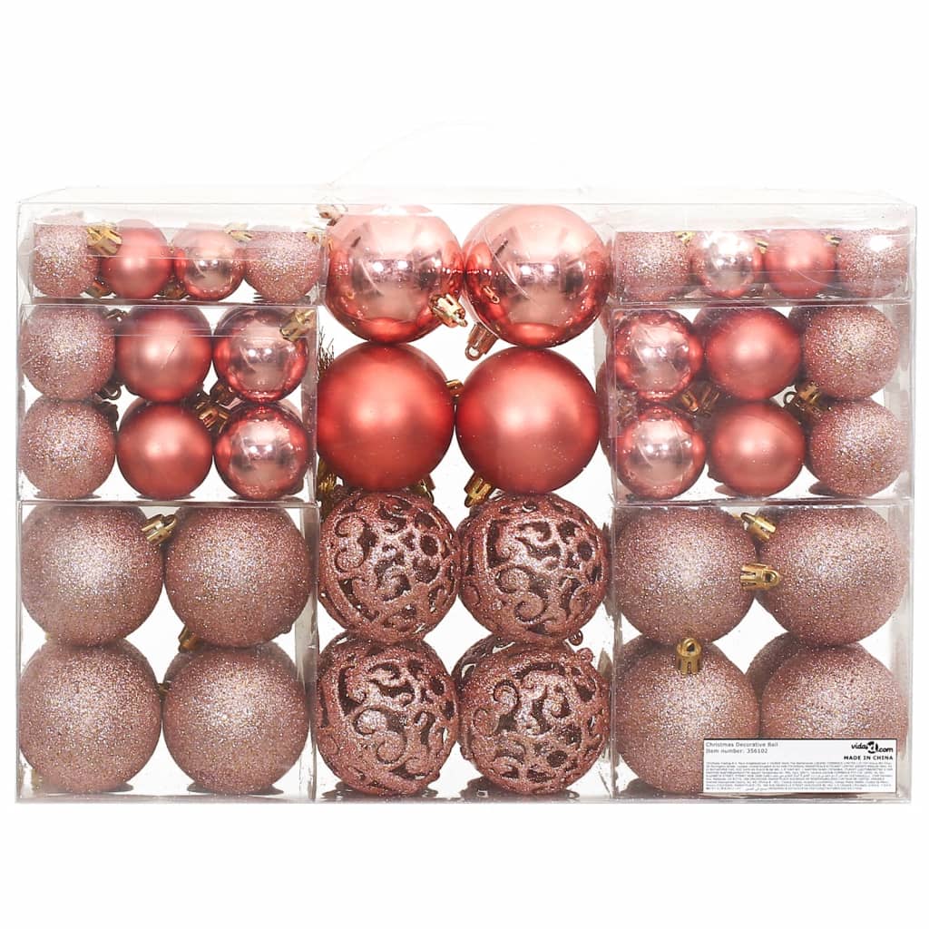 Palline di Natale 100 pz Rosa e Rosato 3 / 4 / 6 cm - homemem39