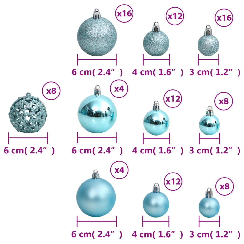 Palline di Natale 100 pz Turchesi 3 / 4 / 6 cm - homemem39