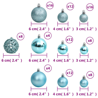 Palline di Natale 100 pz Turchesi 3 / 4 / 6 cm - homemem39