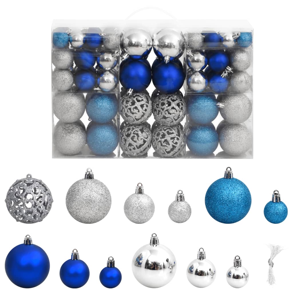 Palline di Natale 100 pz Blu e Argento 3 / 4 / 6 cm - homemem39