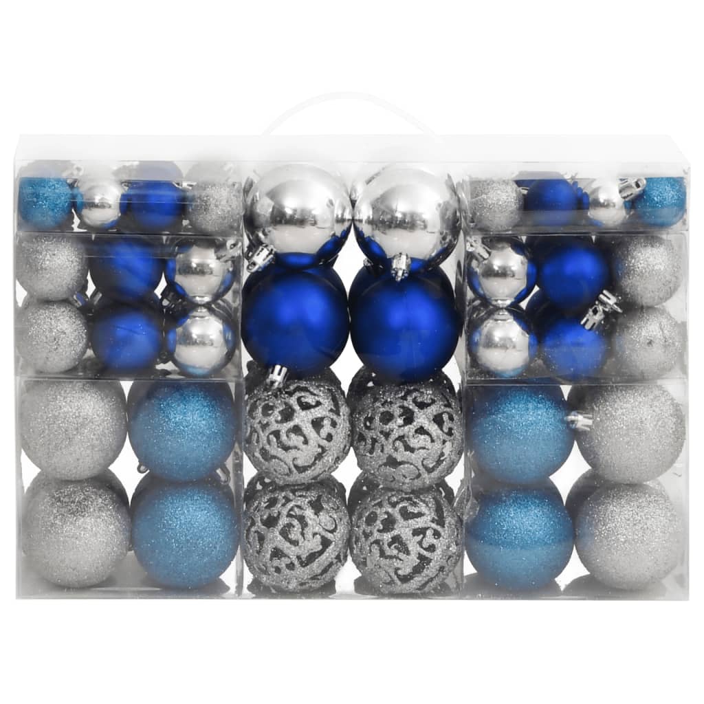 Palline di Natale 100 pz Blu e Argento 3 / 4 / 6 cm - homemem39