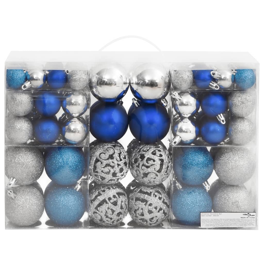 Palline di Natale 100 pz Blu e Argento 3 / 4 / 6 cm - homemem39