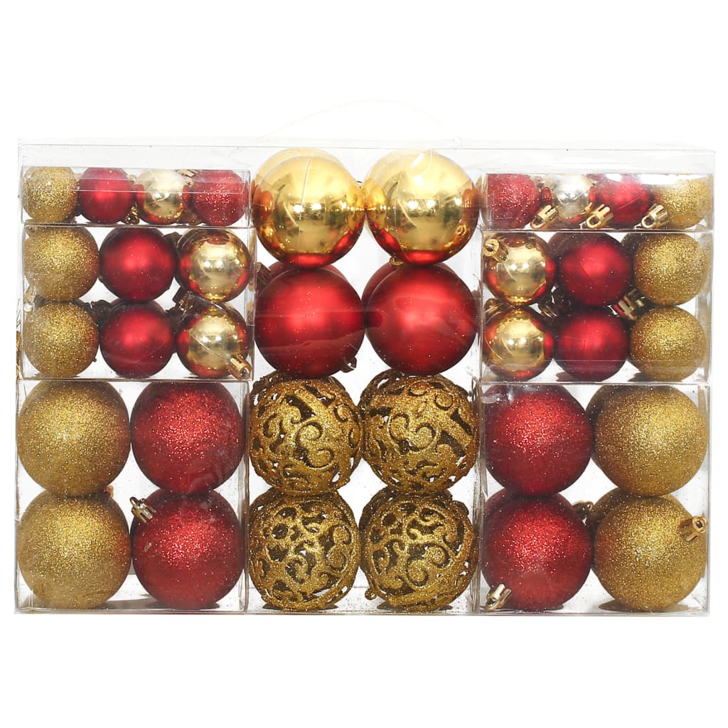 Palline di Natale 100 pz Oro e Rosso Vino 3 / 4 / 6 cm - homemem39