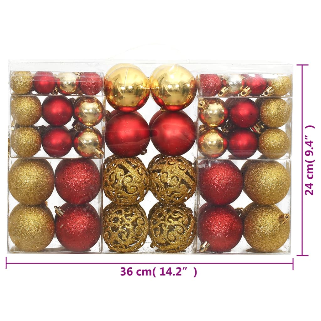 Palline di Natale 100 pz Oro e Rosso Vino 3 / 4 / 6 cm - homemem39