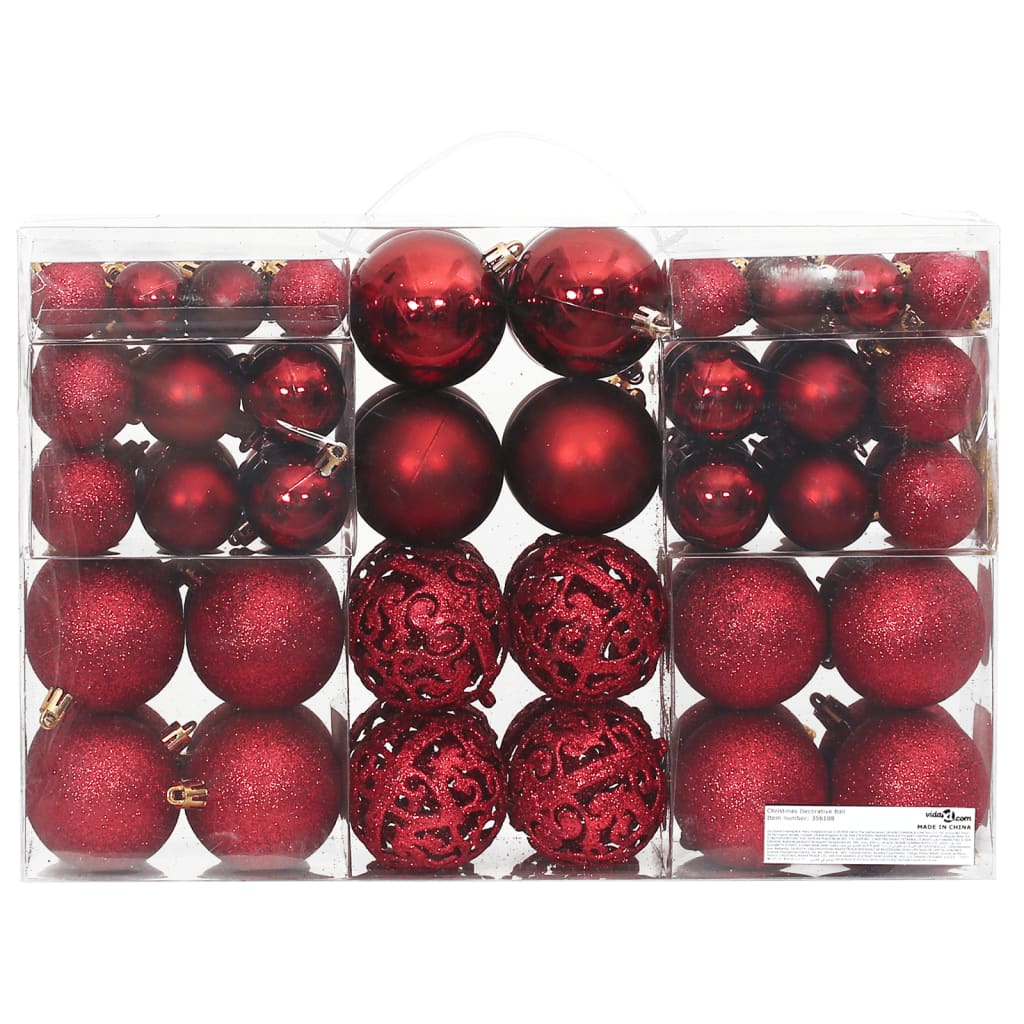 Palline di Natale 100 pz Rosso Vino 3 / 4 / 6 cm - homemem39