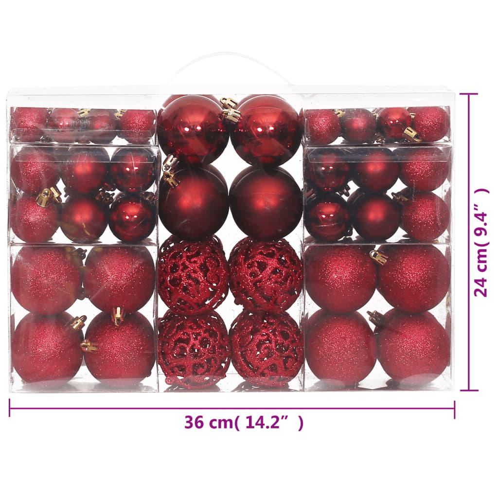 Palline di Natale 100 pz Rosso Vino 3 / 4 / 6 cm - homemem39