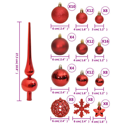 Set Palline di Natale 111 pz Rosso in Polistirene - homemem39