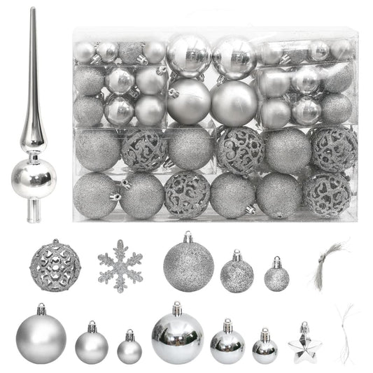 Set Palline di Natale 111 pz Argento in Polistirene - homemem39