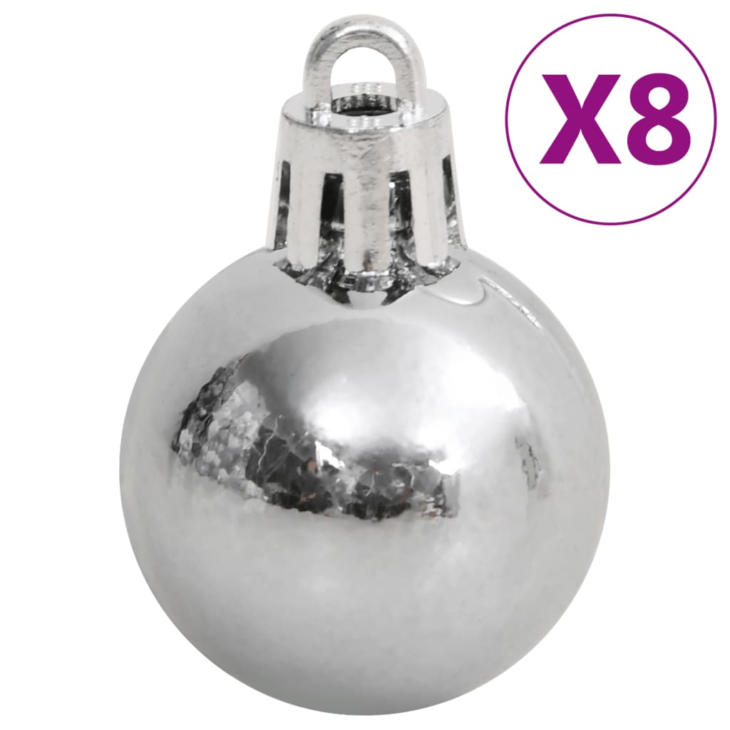 Set Palline di Natale 111 pz Bianco e Grigio in Polistirene - homemem39