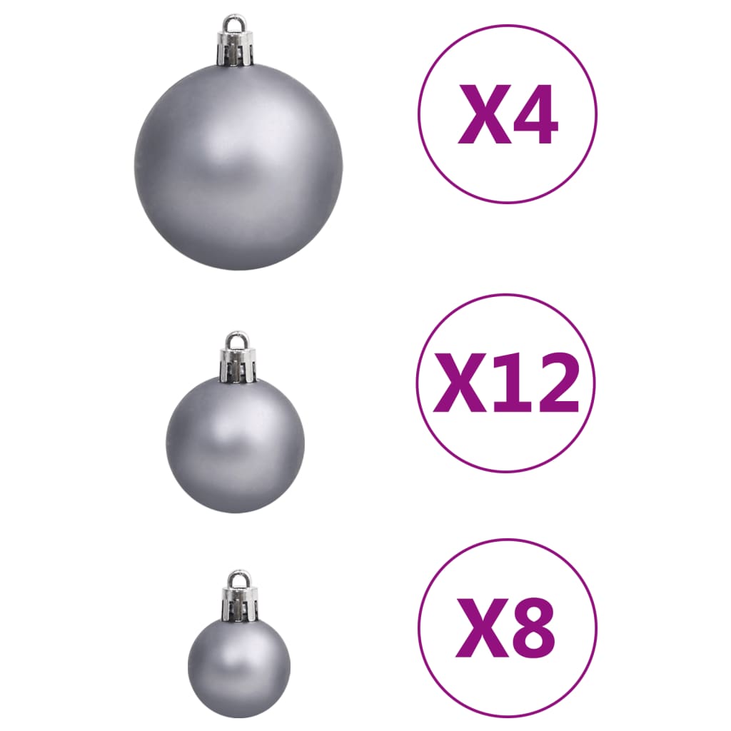 Set Palline di Natale 111 pz Bianco e Grigio in Polistirene - homemem39