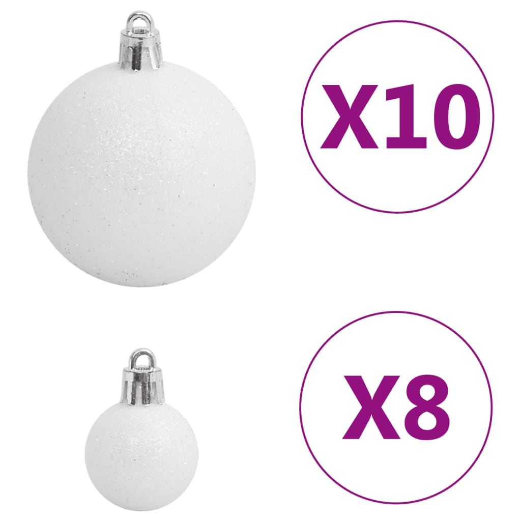 Set Palline di Natale 111 pz Bianco e Grigio in Polistirene - homemem39