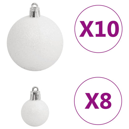 Set Palline di Natale 111 pz Bianco e Grigio in Polistirene - homemem39