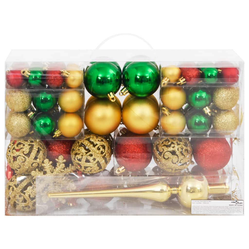 Set Palline di Natale 112 pz Rosso / Verde / Oro in Polistirene - homemem39