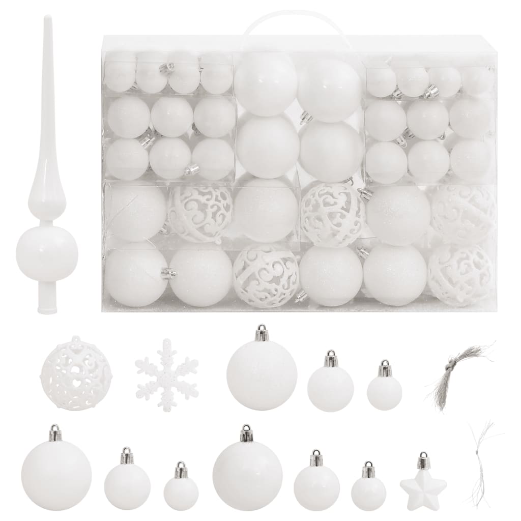 Set Palline di Natale 111 pz Bianco in Polistirene - homemem39