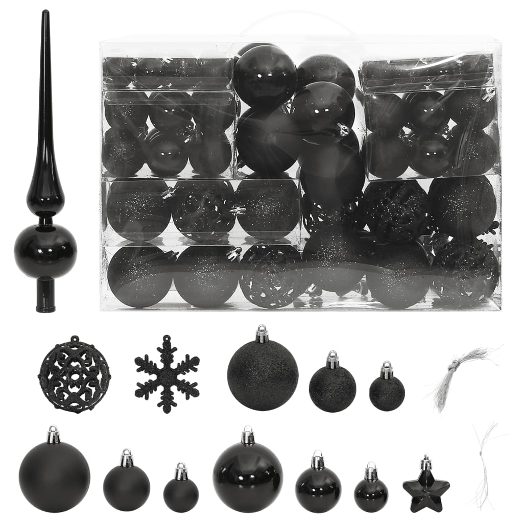 Set Palline di Natale 111 pz Nero in Polistirene - homemem39