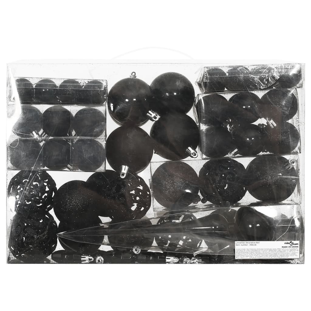 Set Palline di Natale 111 pz Nero in Polistirene - homemem39