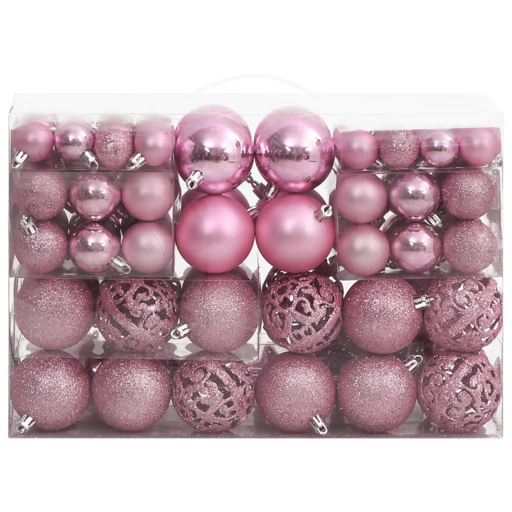 Set Palline di Natale 111 pz Rosa in Polistirene - homemem39