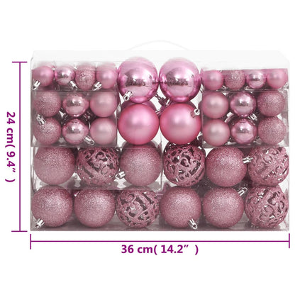 Set Palline di Natale 111 pz Rosa in Polistirene - homemem39