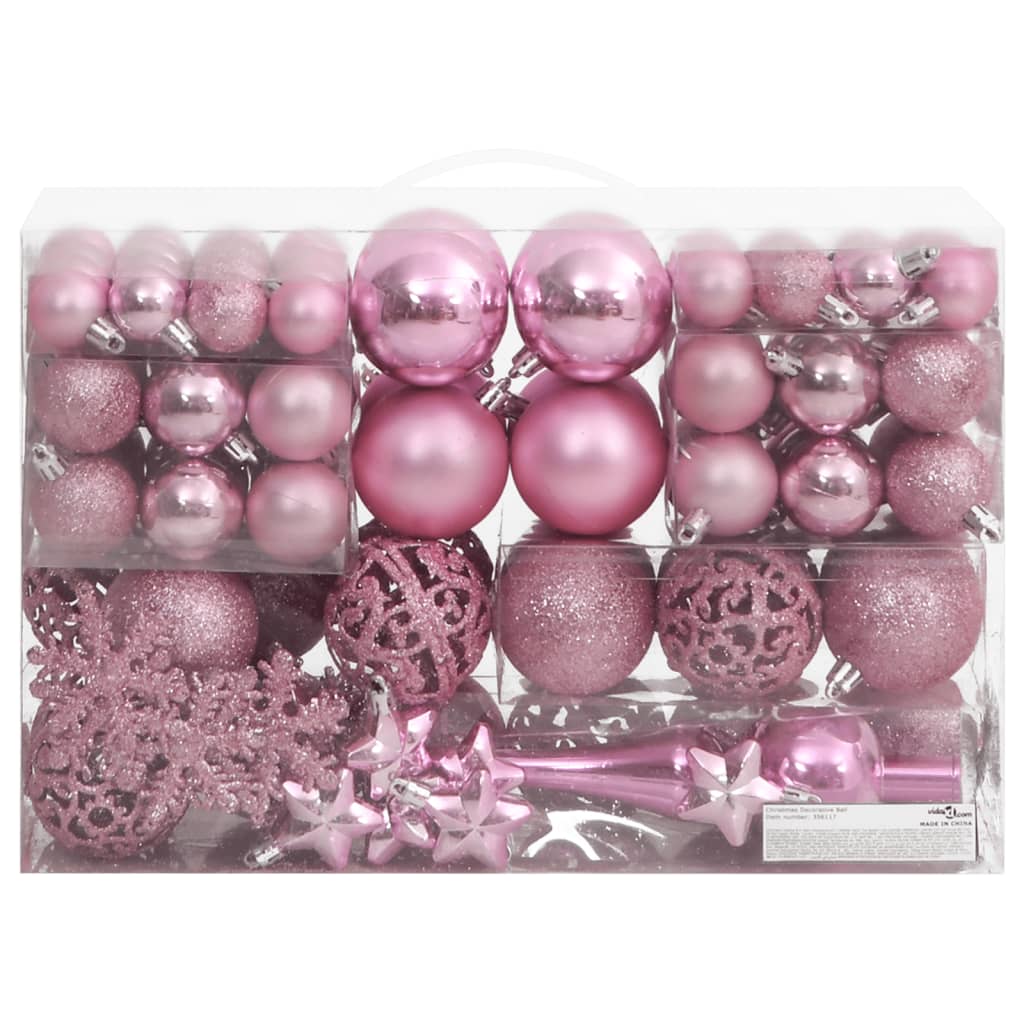 Set Palline di Natale 111 pz Rosa in Polistirene - homemem39