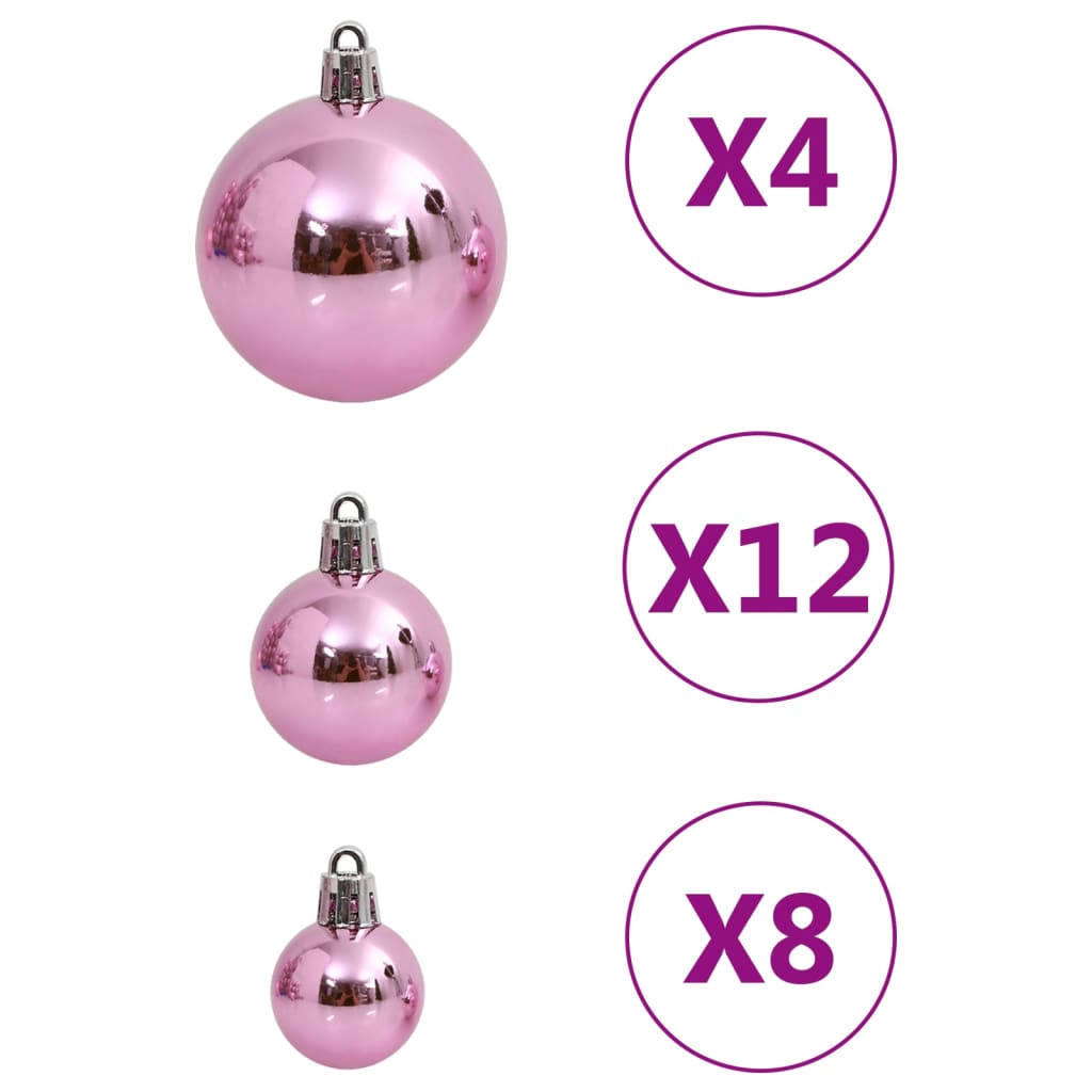 Set Palline di Natale 111 pz Rosa in Polistirene - homemem39