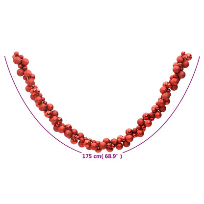 Ghirlanda di Palline di Natale Rossa 175 cm in Polistirene - homemem39