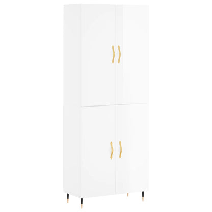 Credenza Bianco Lucido 69,5x34x180 cm in Legno Multistrato - homemem39