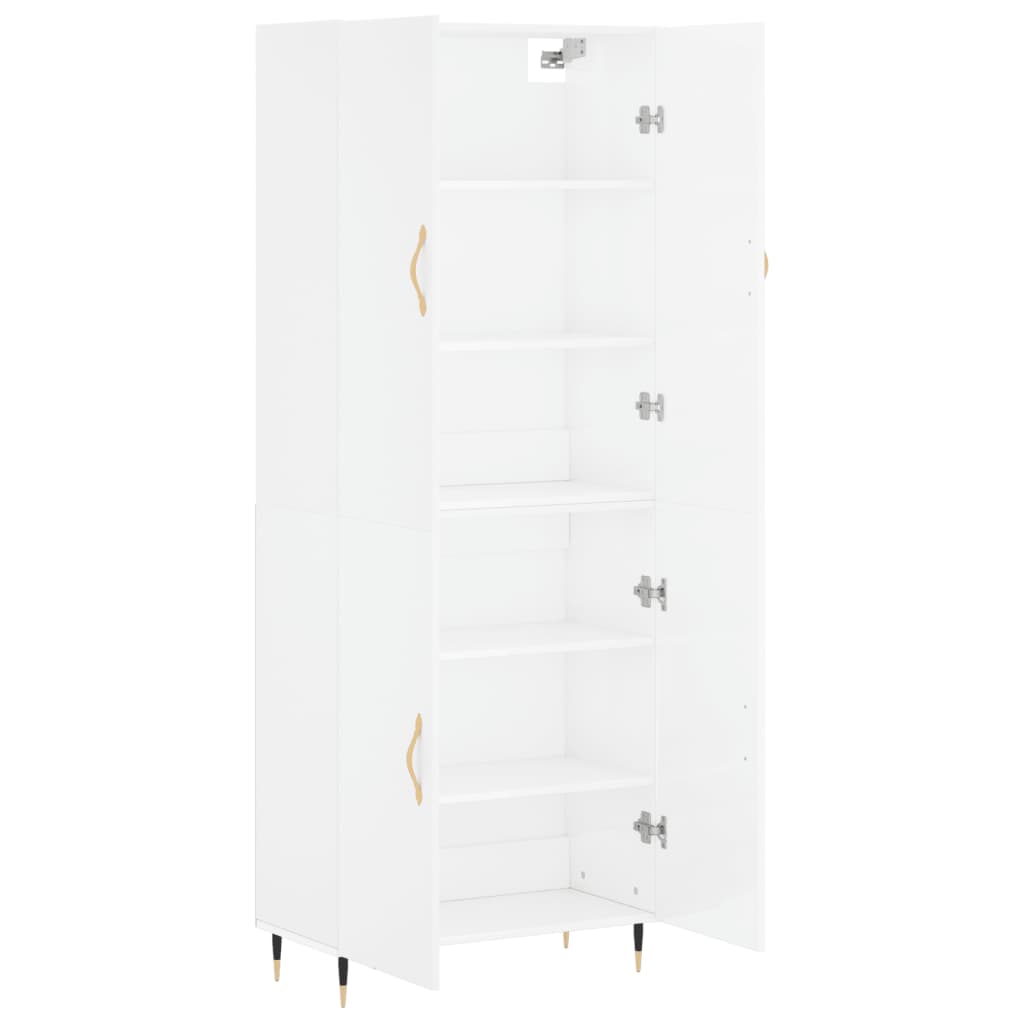 Credenza Bianco Lucido 69,5x34x180 cm in Legno Multistrato - homemem39