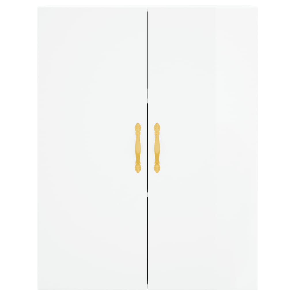 Credenza Bianco Lucido 69,5x34x180 cm in Legno Multistrato - homemem39