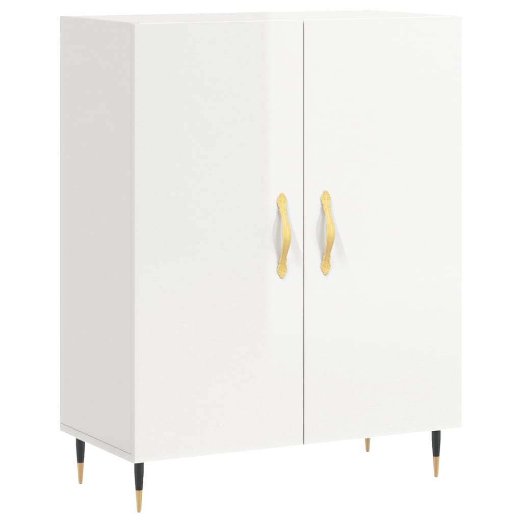 Credenza Bianco Lucido 69,5x34x180 cm in Legno Multistrato - homemem39