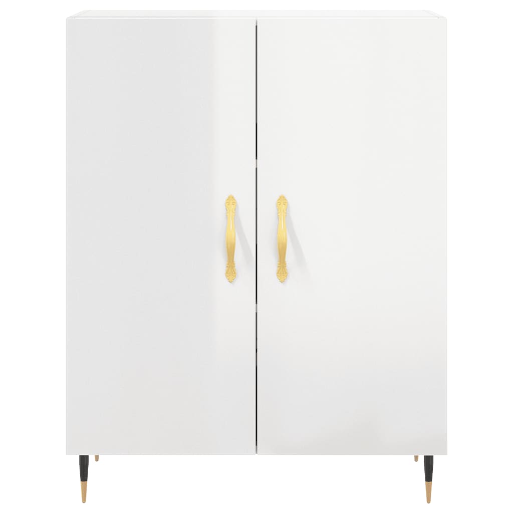 Credenza Bianco Lucido 69,5x34x180 cm in Legno Multistrato - homemem39