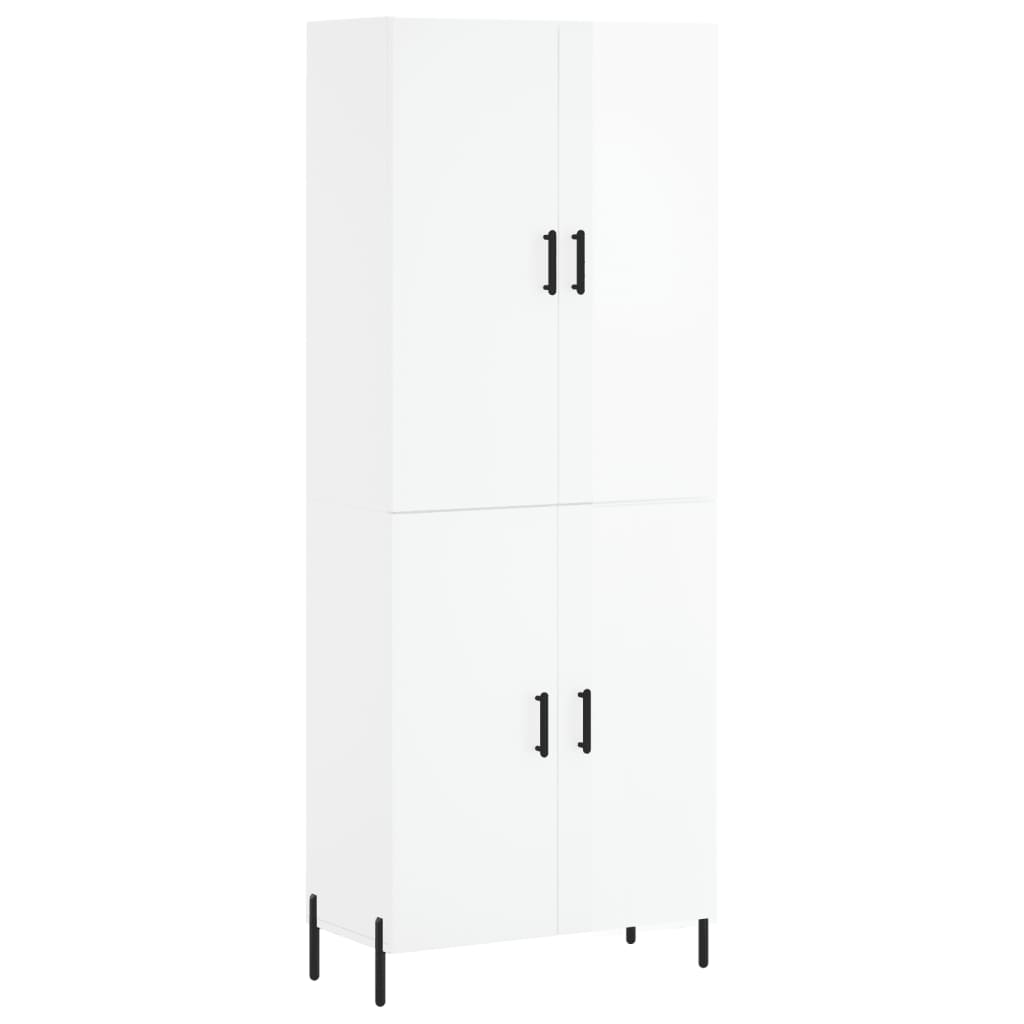 Credenza Bianco Lucido 69,5x34x180 cm in Legno Multistrato - homemem39