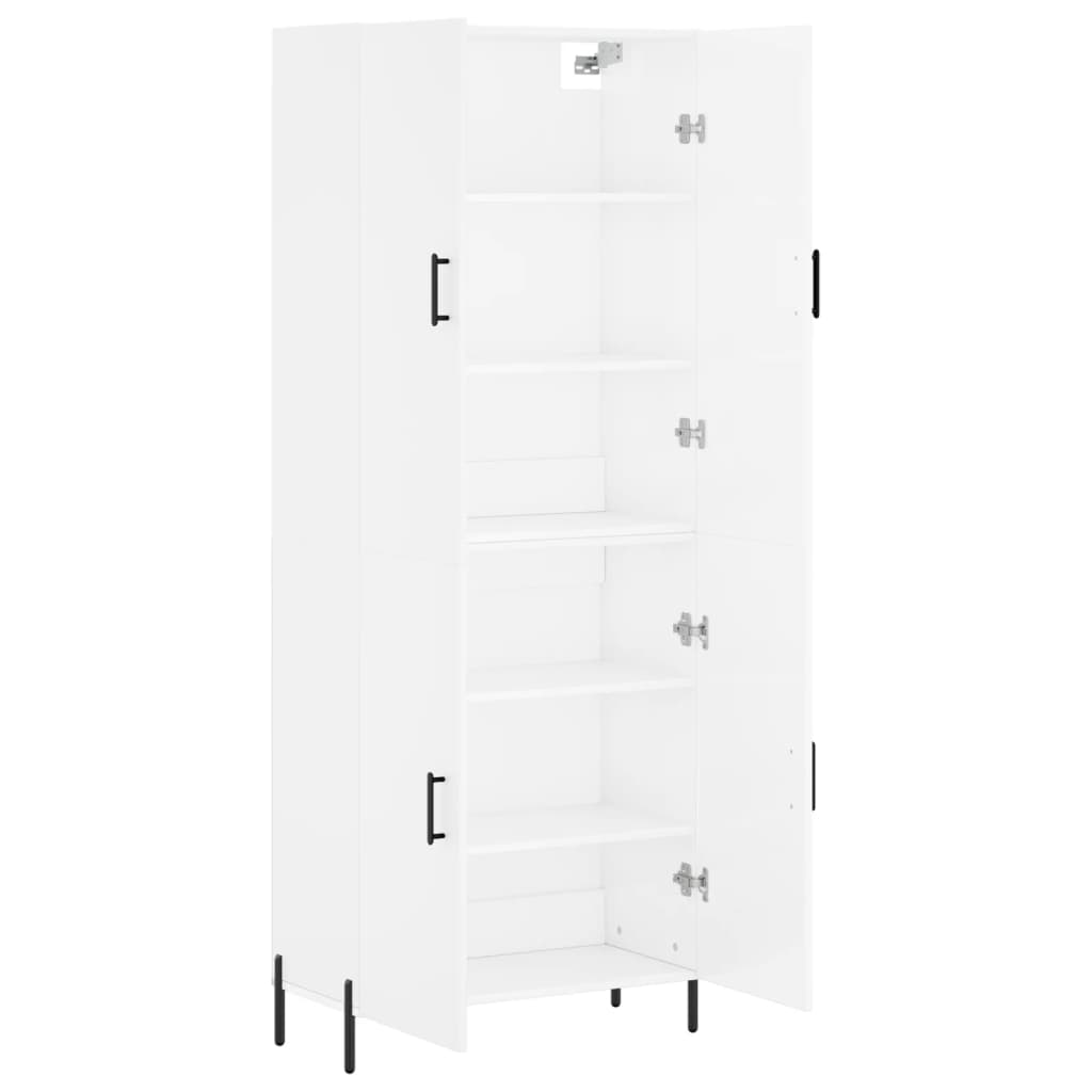 Credenza Bianco Lucido 69,5x34x180 cm in Legno Multistrato - homemem39