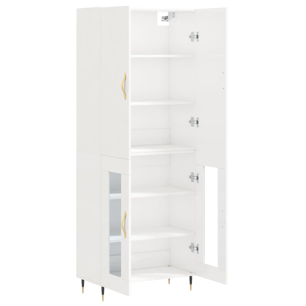 Credenza Bianco Lucido 69,5x34x180 cm in Legno Multistrato - homemem39