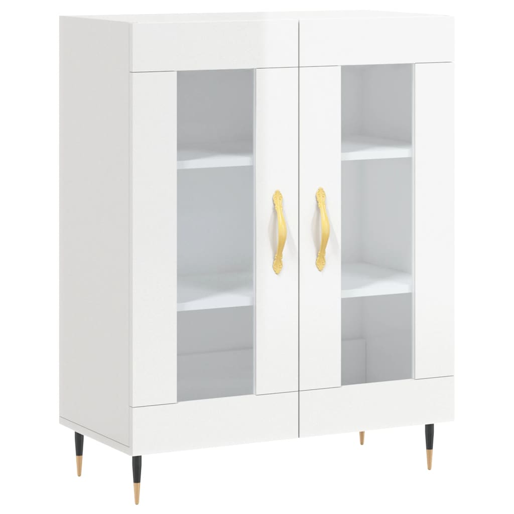 Credenza Bianco Lucido 69,5x34x180 cm in Legno Multistrato - homemem39