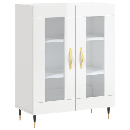 Credenza Bianco Lucido 69,5x34x180 cm in Legno Multistrato - homemem39