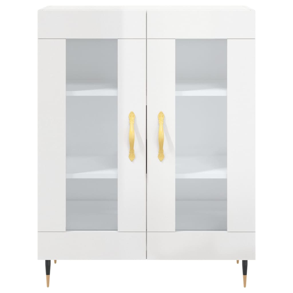 Credenza Bianco Lucido 69,5x34x180 cm in Legno Multistrato - homemem39