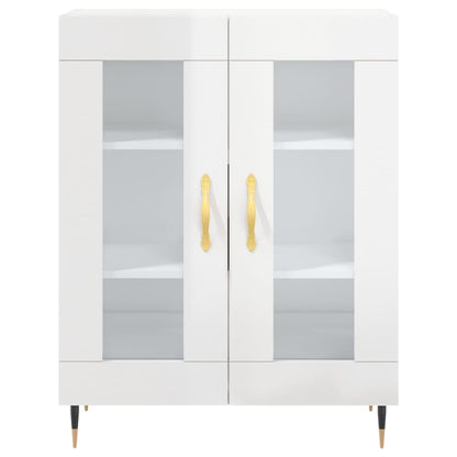 Credenza Bianco Lucido 69,5x34x180 cm in Legno Multistrato - homemem39