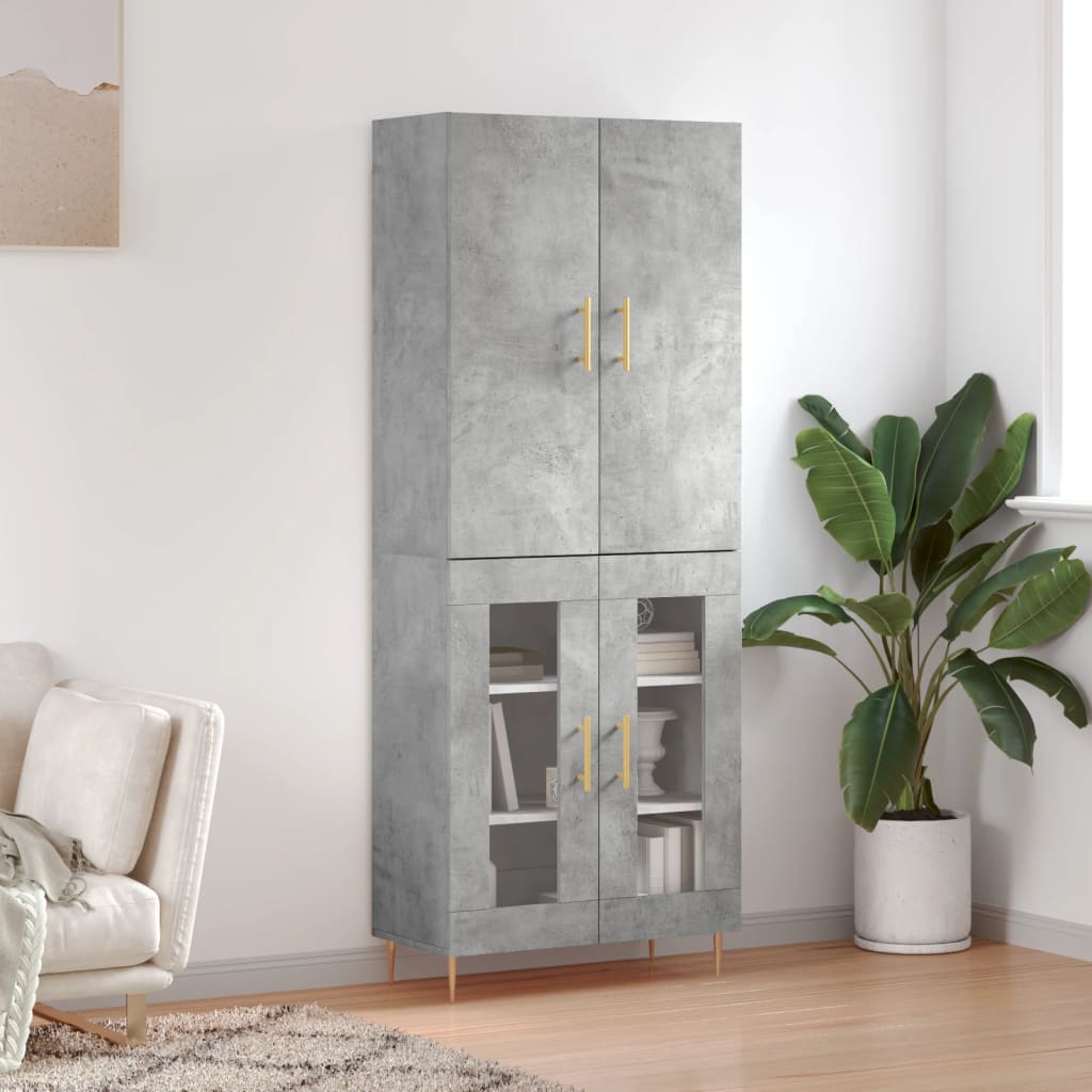 Credenza Grigio Cemento 69,5x34x180 cm in Legno Multistrato - homemem39