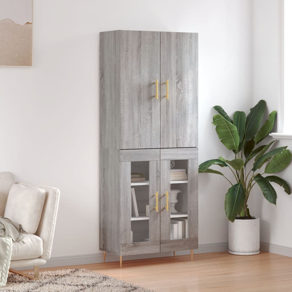 Credenza Grigio Sonoma 69,5x34x180 cm in Legno Multistrato - homemem39